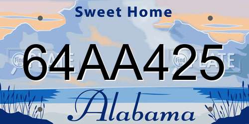 64AA425 Alabama License Plate
