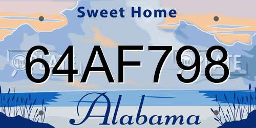 64AF798 Alabama License Plate