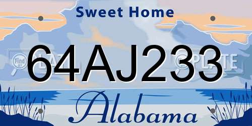 64AJ233 Alabama License Plate