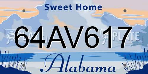 64AV617 Alabama License Plate