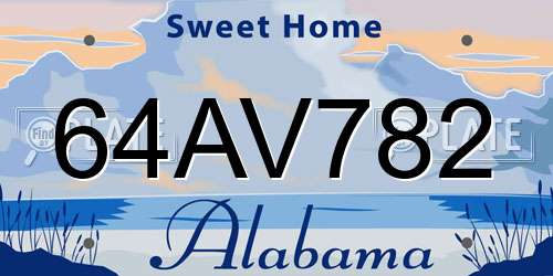 64AV782 Alabama License Plate