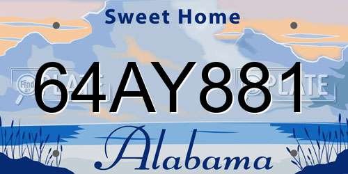 64AY881 Alabama License Plate
