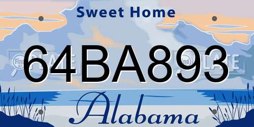 64BA893 Alabama License Plate