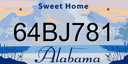 64BJ781 Alabama License Plate