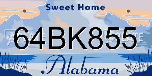 64BK855 Alabama License Plate