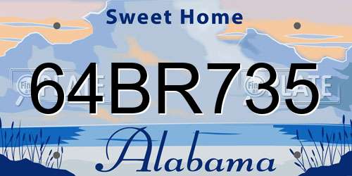 64BR735 Alabama License Plate