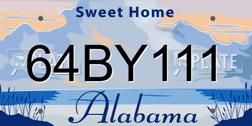 64BY111 Alabama License Plate