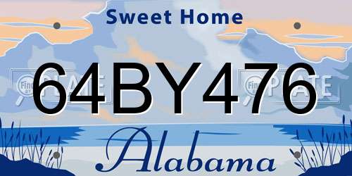 64BY476 Alabama License Plate