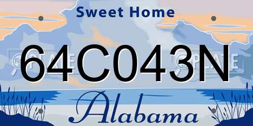 64C043N Alabama License Plate