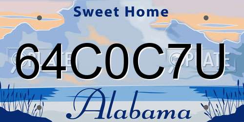 64C0C7U Alabama License Plate