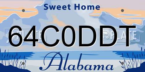 64C0DDT Alabama License Plate