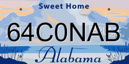 64C0NAB Alabama License Plate