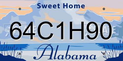 64C1H90 Alabama License Plate