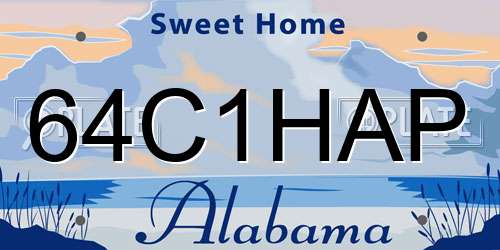 64C1HAP Alabama License Plate