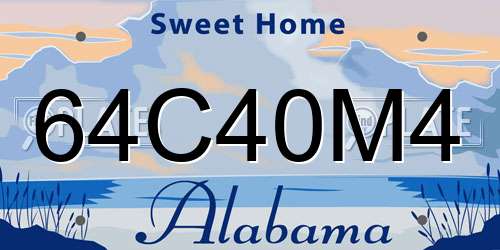 64C40M4 Alabama License Plate