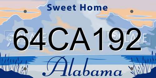 64CA192 Alabama License Plate