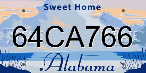 64CA766 Alabama License Plate
