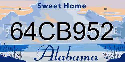 64CB952 Alabama License Plate