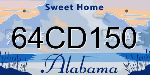 64CD150 Alabama License Plate