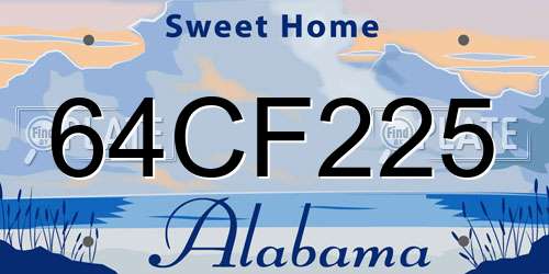 64CF225 Alabama License Plate