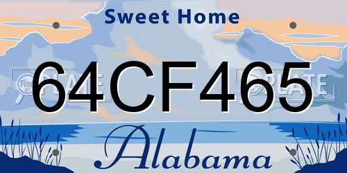64CF465 Alabama License Plate