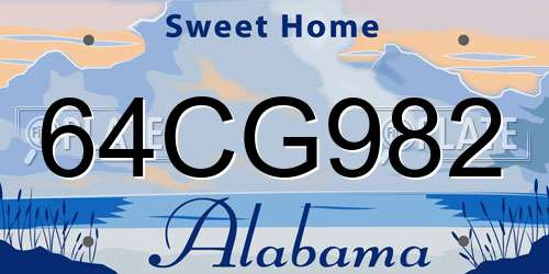64CG982 Alabama License Plate