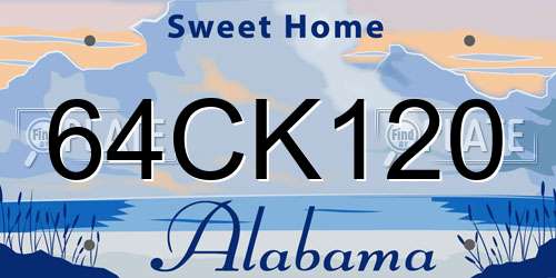 64CK120 Alabama License Plate