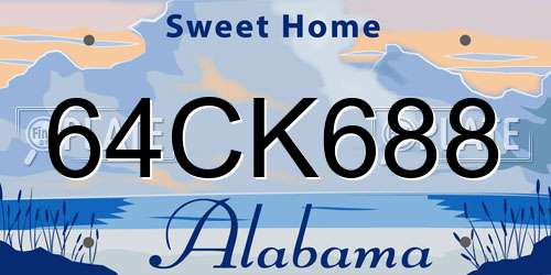 64CK688 Alabama License Plate