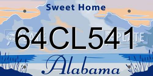 64CL541 Alabama License Plate