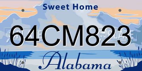 64CM823 Alabama License Plate