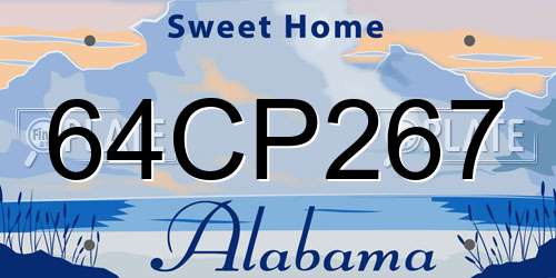 64CP267 Alabama License Plate