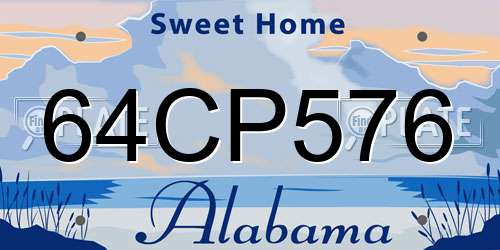 64CP576 Alabama License Plate