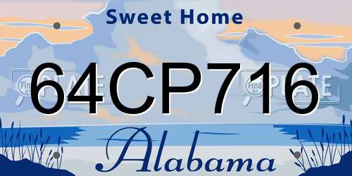 64CP716 Alabama License Plate