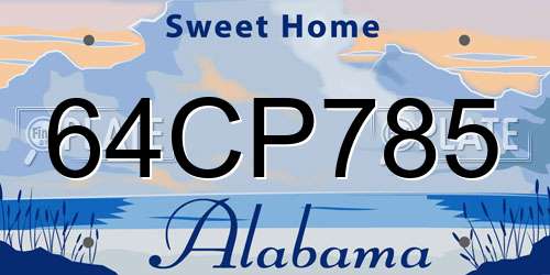 64CP785 Alabama License Plate