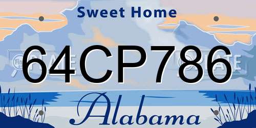 64CP786 Alabama License Plate
