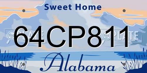 64CP811 Alabama License Plate