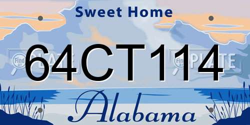 64CT114 Alabama License Plate