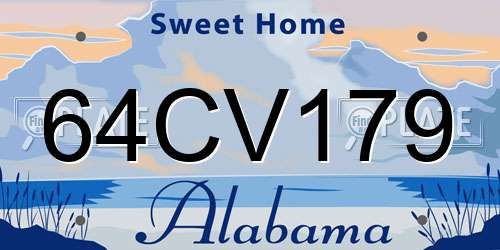 64CV179 Alabama License Plate