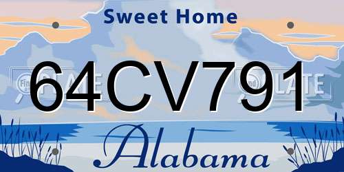 64CV791 Alabama License Plate