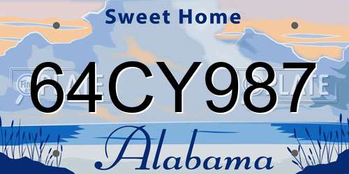 64CY987 Alabama License Plate
