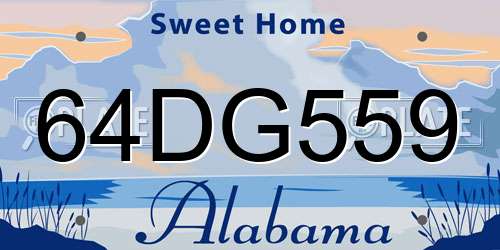 64DG559 Alabama License Plate