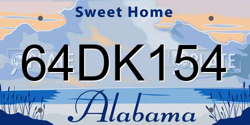 64DK154 Alabama License Plate