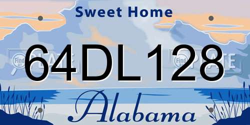 64DL128 Alabama License Plate