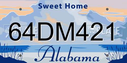 64DM421 Alabama License Plate