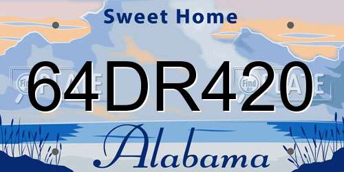 64DR420 Alabama License Plate