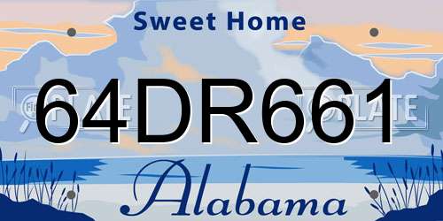 64DR661 Alabama License Plate