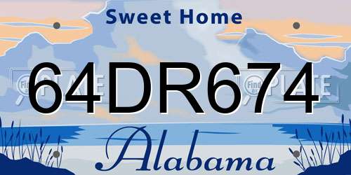 64DR674 Alabama License Plate