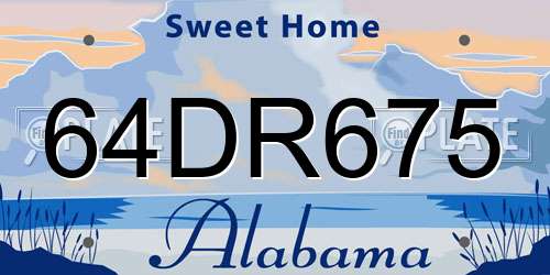 64DR675 Alabama License Plate