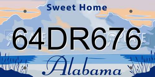 64DR676 Alabama License Plate