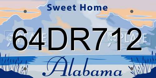 64DR712 Alabama License Plate